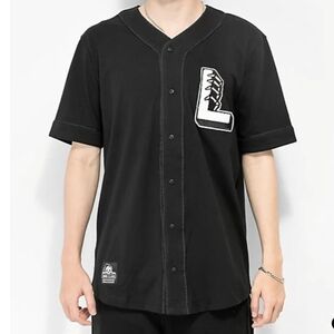 Lurking Class By Sketchy Tank Terror Black‎ Baseball Button Down Jersey Medium